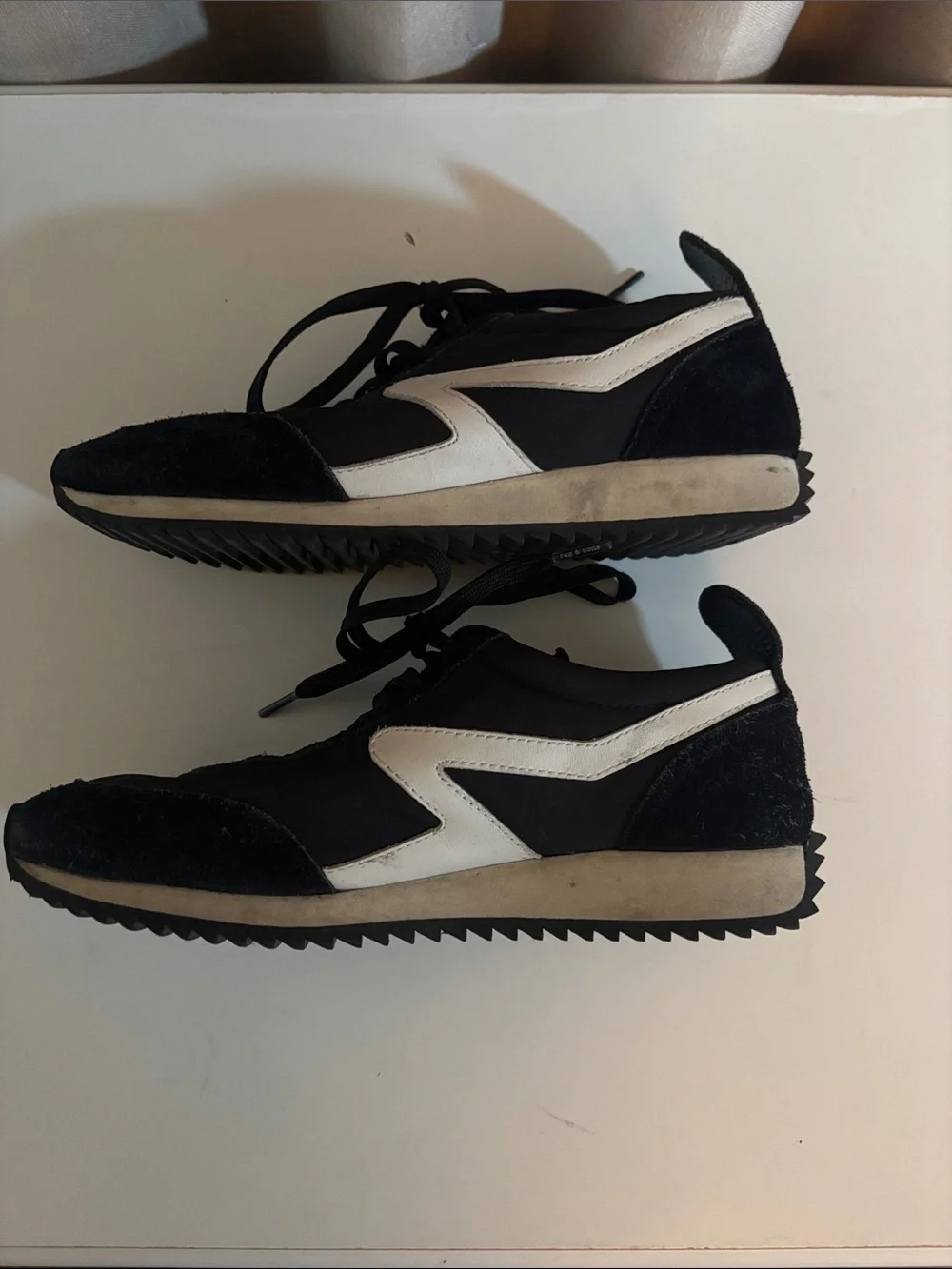 rag & bone Black and White Retro Runner Sneakers